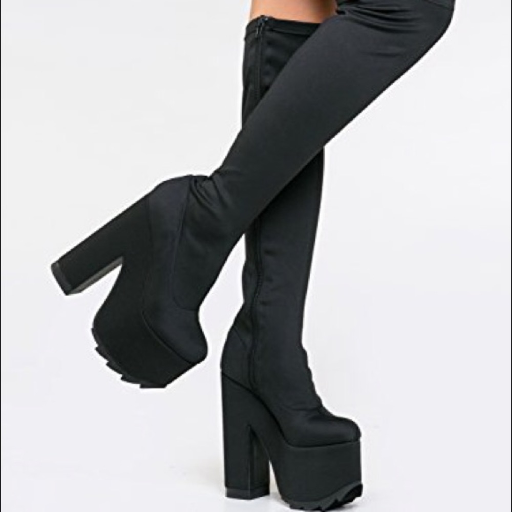 Y.R.U. Labyrinth Thigh High Platform Boots 8.5